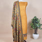 Yellow Pure Pashmina Unstitched Suits With Kalamkari Dupatta