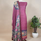 Brown Handloom Pashmina Suit With Hand Painted Kalamakari