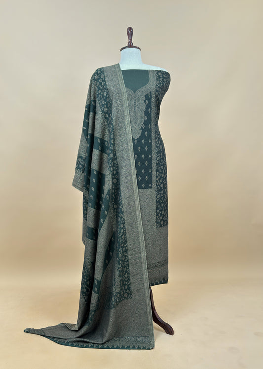 Green Premium Pashmina Silk Suit With Dupatta