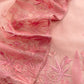 Baby Pink Luxe Swamp Green Pure Kora Silk Suit With Palm Trees Embroidery