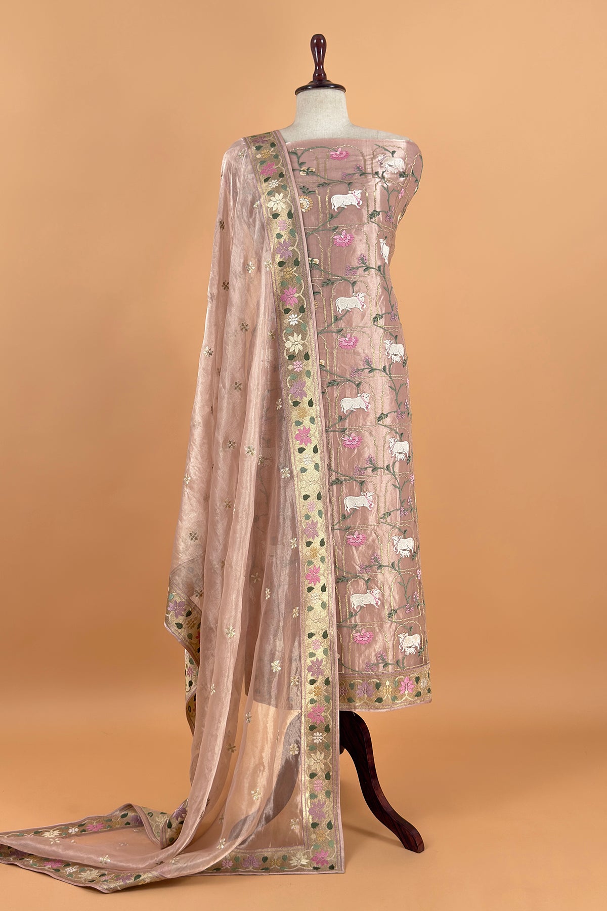 Buy wedding wear suit in tissue silk fabric

