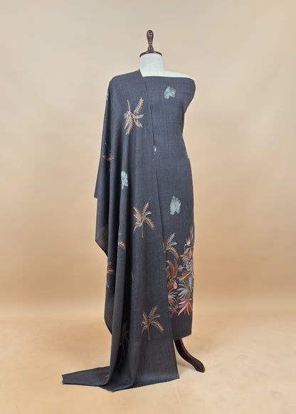woolen aari embroidery suit with dupatta