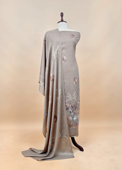 woolen aari embroidery suit with dupatta