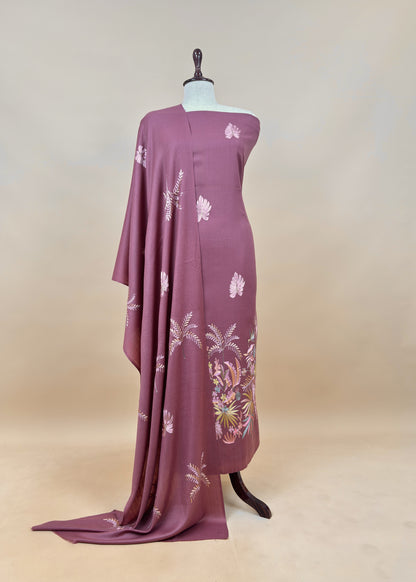 woolen aari embroidery suit with dupatta

