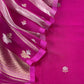 Rani Pink Handloom Banarasi Silk Kurta And Kora Silk Dupatta with Sonarupa Kadwa Weaving