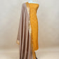 Pink And Medium Brown Banarasi Chanderi Suit With Contrast Dupatta