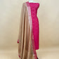 Pink And Medium Brown Banarasi Chanderi Suit With Contrast Dupatta
