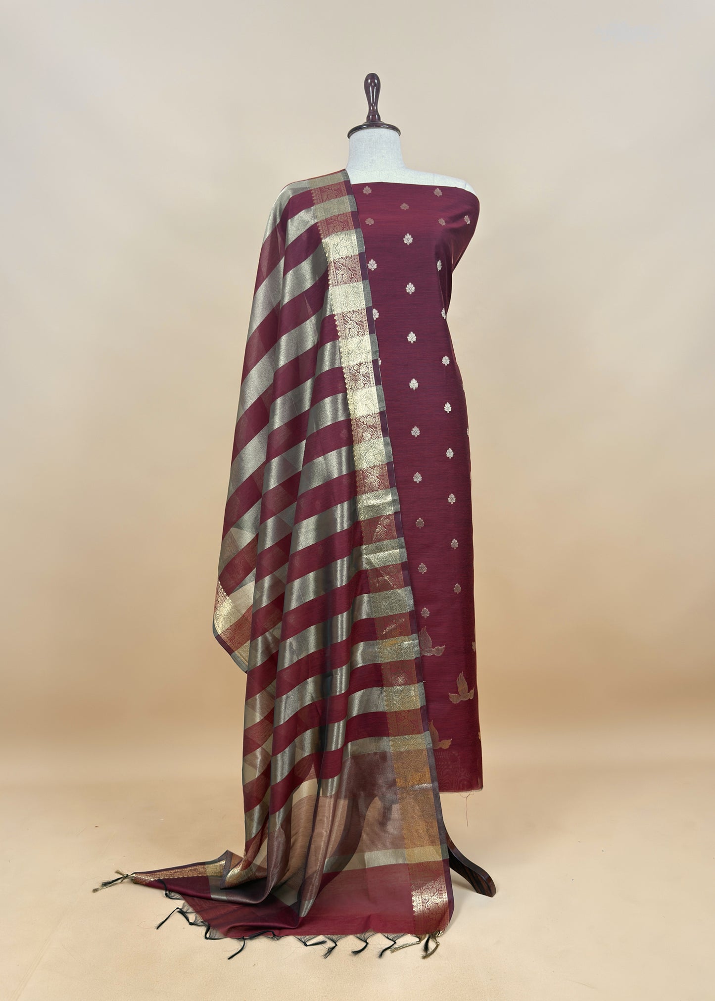 Pink Banarasi Chanderi Suit With Dupatta