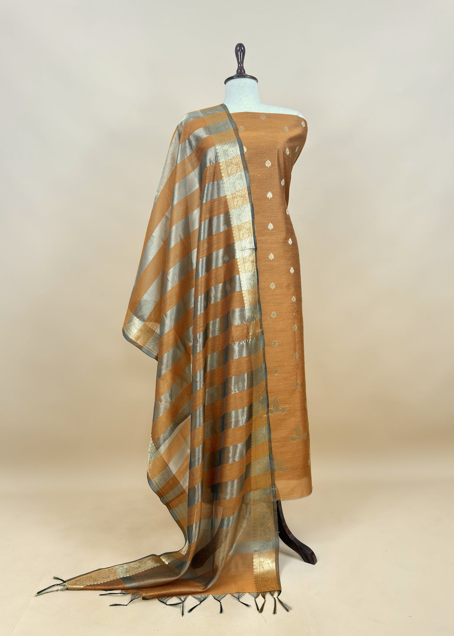 Pink Banarasi Chanderi Suit With Dupatta