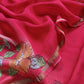 Red Hand-Painted Kalamkari Suit In Maheshwari Silk With Dupatta