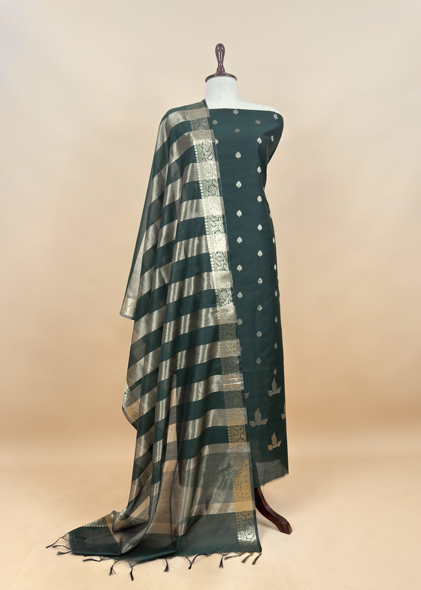 Pink Banarasi Chanderi Suit With Dupatta