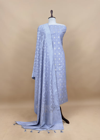 Lavender Blue Banarasi Chanderi Silk Suit With Dupatta