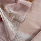 Pale Pink Pure Banarasi Silk Suit With Zari Weaving