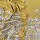 Maize Yellow Pure Merino Wool With Beautiful Aari Embroidery