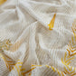 White With Yellow Handloom Georgette Suit With Thread Embroidery
