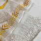 White With Yellow Handloom Georgette Suit With Thread Embroidery