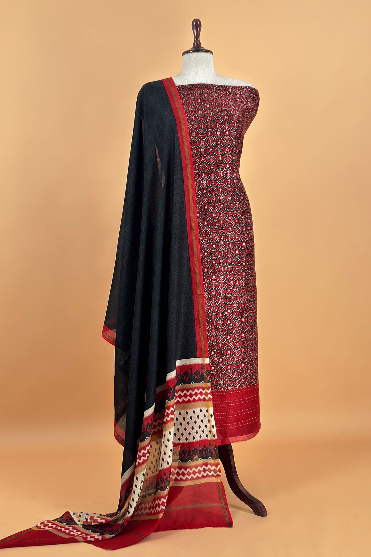 pure maheshwari suit with kantha work

