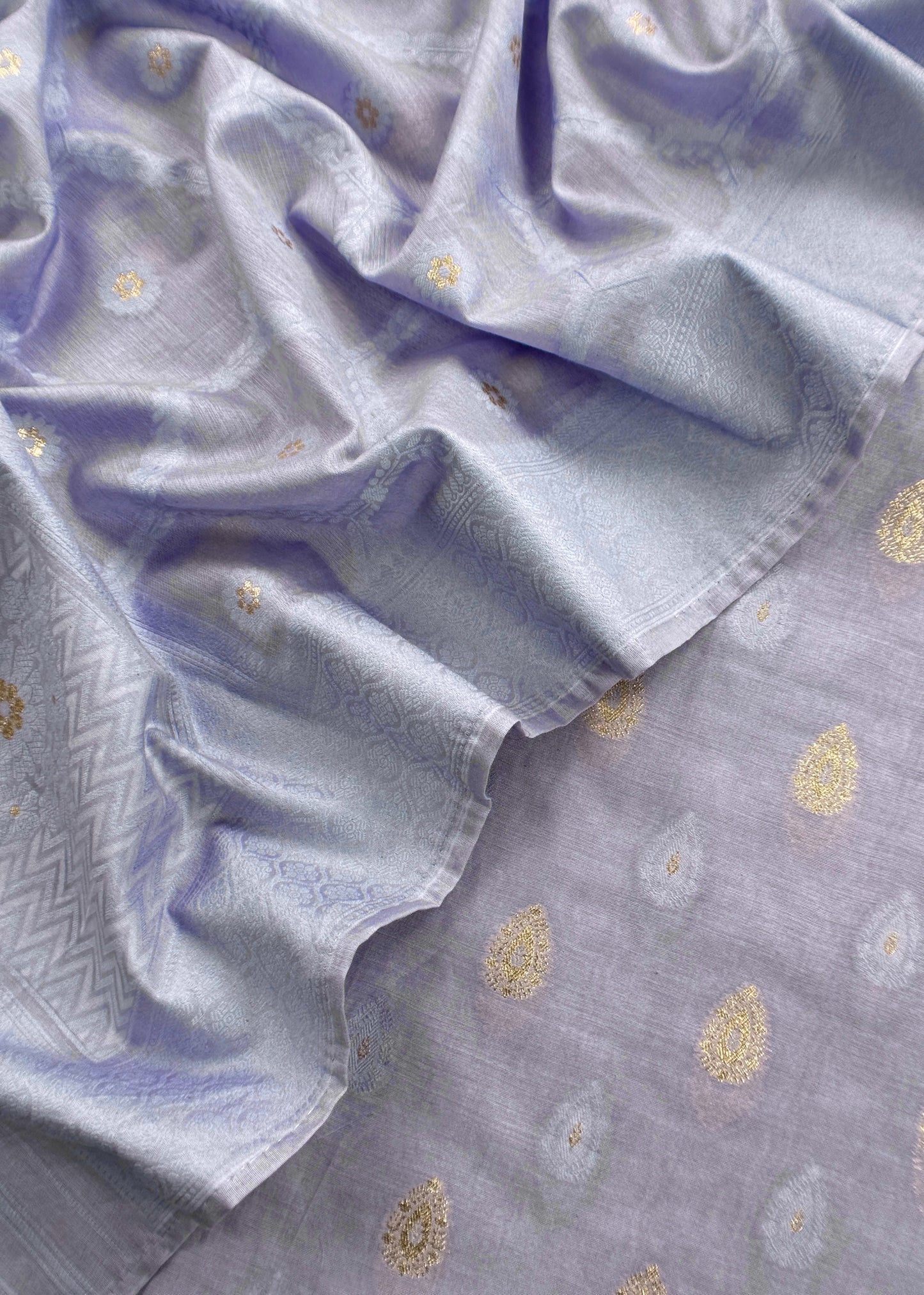 Lavender Blue Banarasi Chanderi Silk Suit With Dupatta
