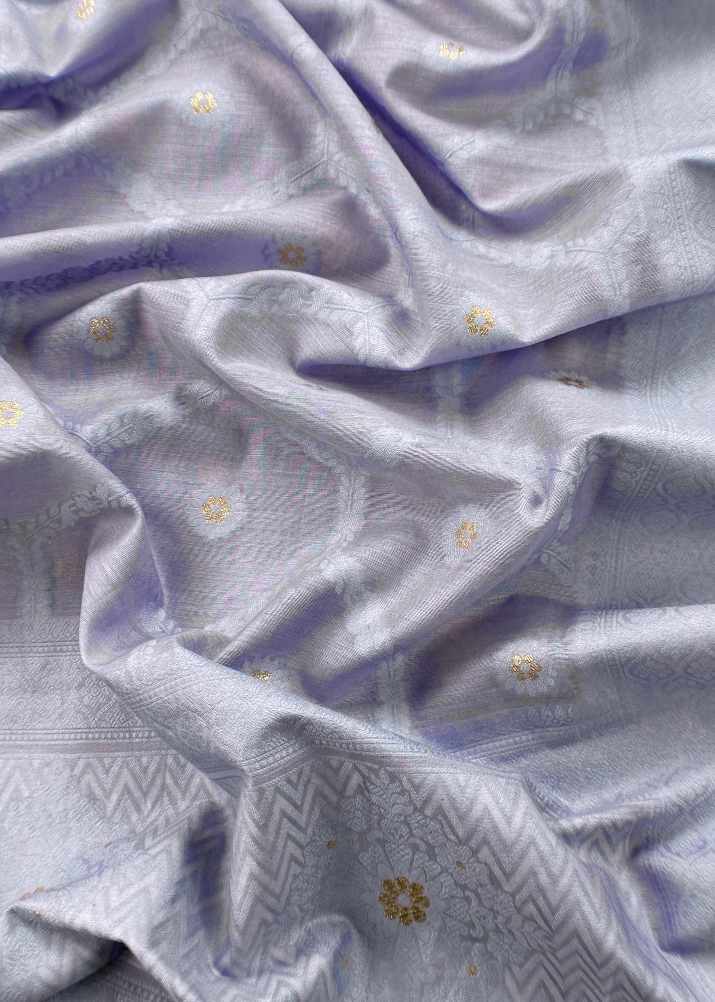 Lavender Blue Banarasi Chanderi Silk Suit With Dupatta