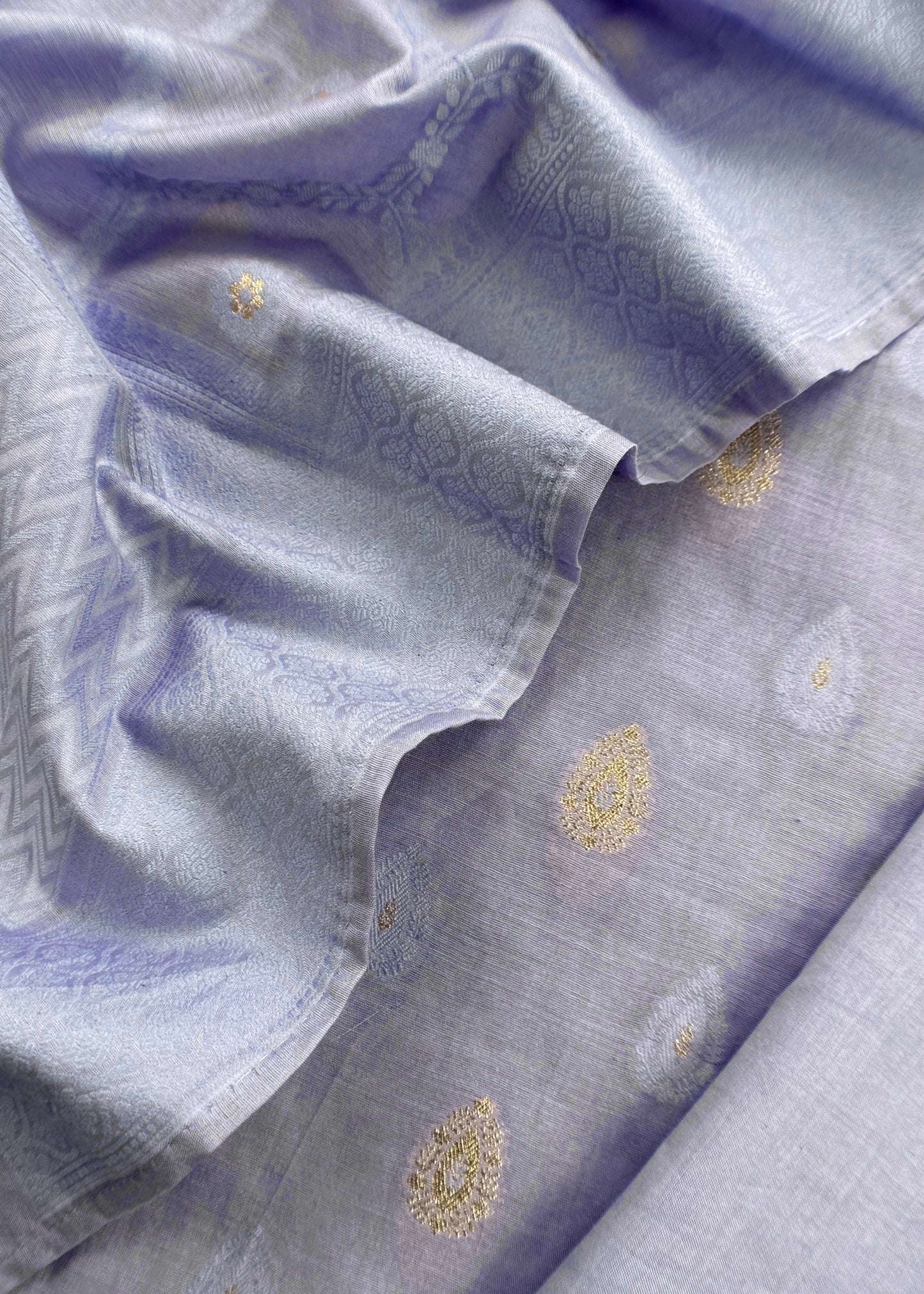 Lavender Blue Banarasi Chanderi Silk Suit With Dupatta