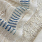 White With Blue Handloom Georgette Suit With Thread Embroidery