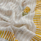 White With Yellow Handloom Georgette Suit With Thread Embroidery