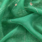 Emerald Green Brocade Silk Kurta And Organza Silk Dupatta with Handwork