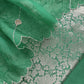 Emerald Green Brocade Silk Kurta And Organza Silk Dupatta with Handwork