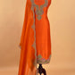 Orange Pure Silk Suit With Gota Tilla Embroidery