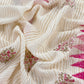 White With Pink Handloom Georgette Suit With Thread Embroidery