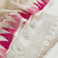 White With Pink Handloom Georgette Suit With Thread Embroidery
