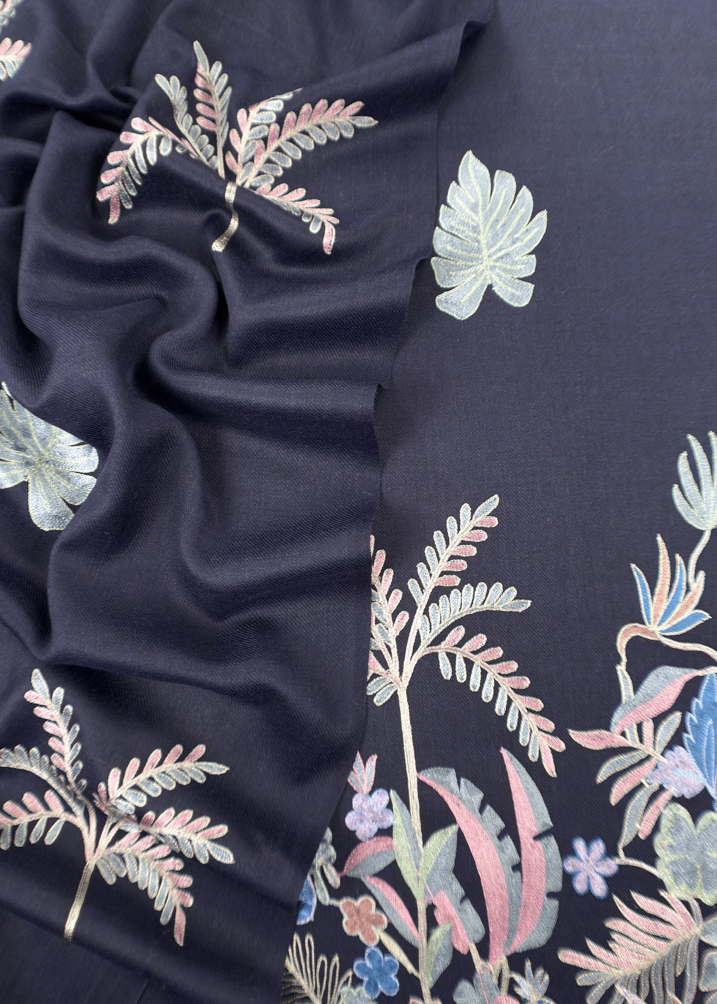 Black Unstitched Woolen Suit With Aari Embroidery Work