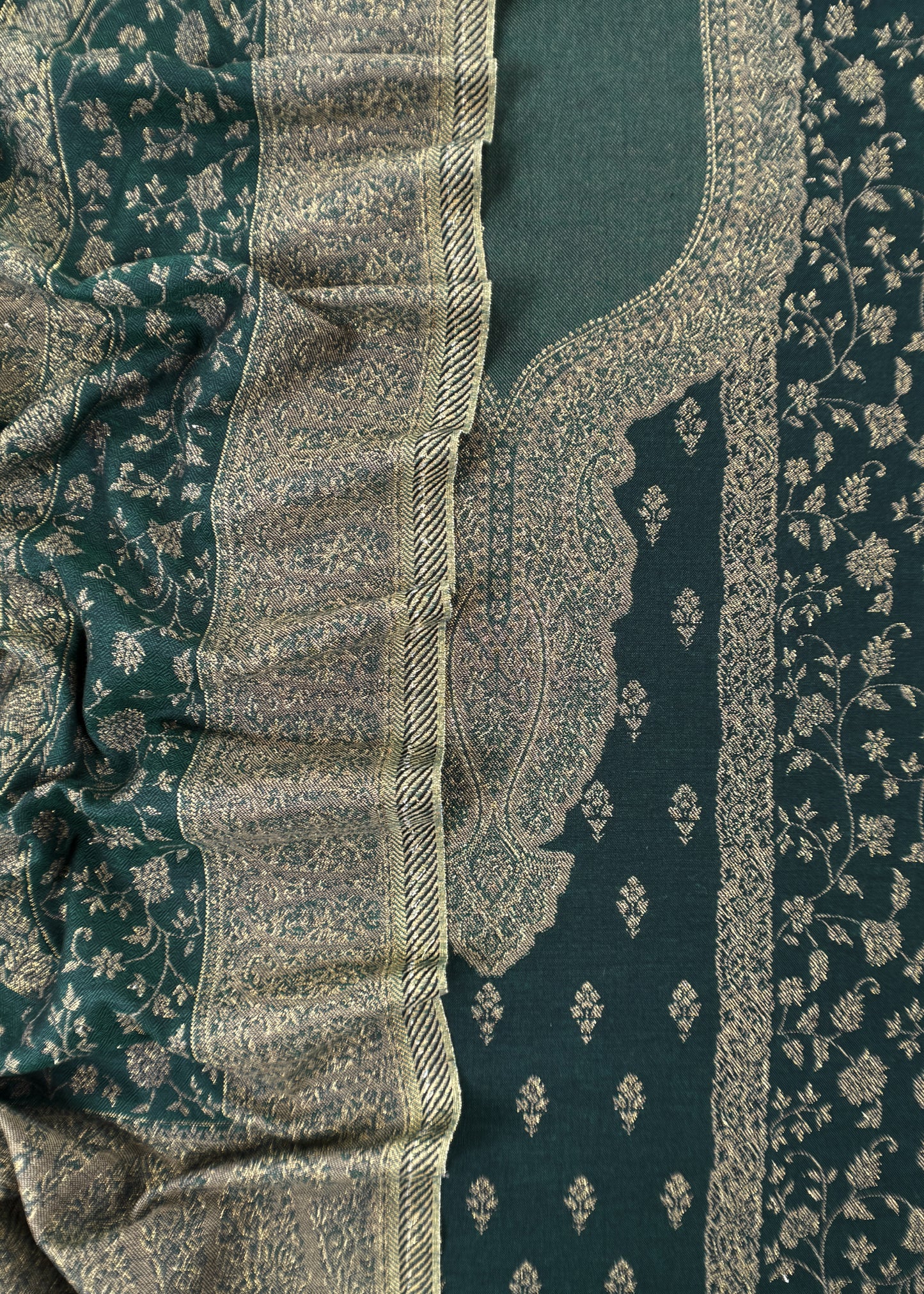 Green Premium Pashmina Silk Suit With Dupatta