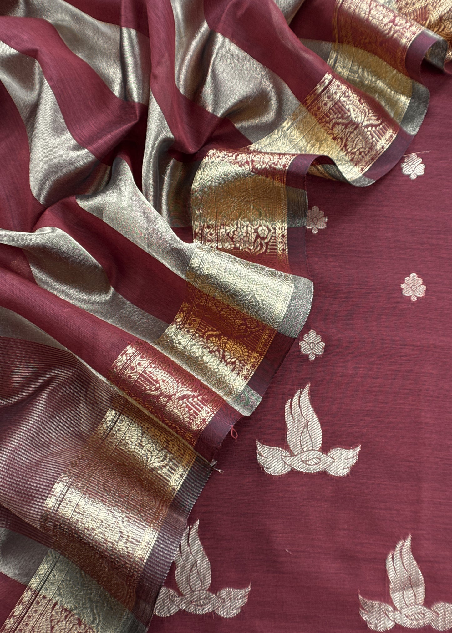 Maroon Banarasi Chanderi Suit With Dupatta