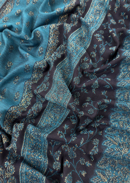Navy Blue Premium Pashmina Silk Suit With Dupatta