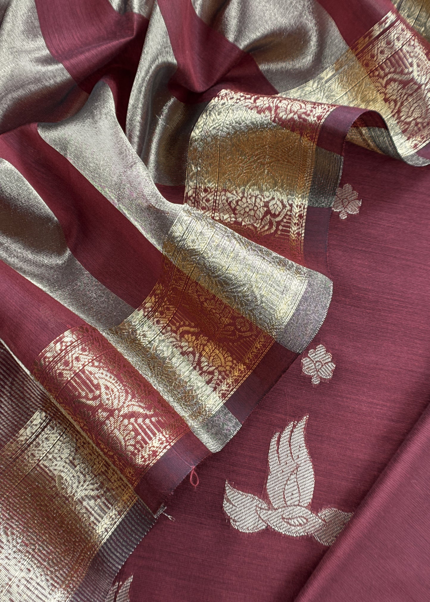 Maroon Banarasi Chanderi Suit With Dupatta