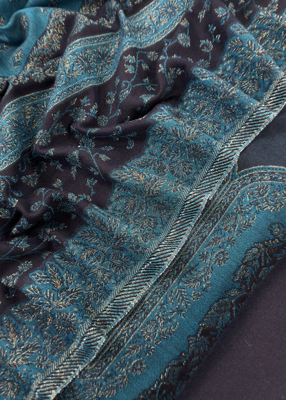 Navy Blue Premium Pashmina Silk Suit With Dupatta