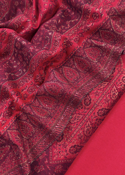 Red Premium Pashmina Silk Suit With Dupatta