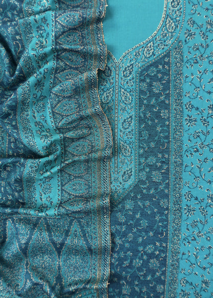Blue Premium Pashmina Silk Suit With Dupatta