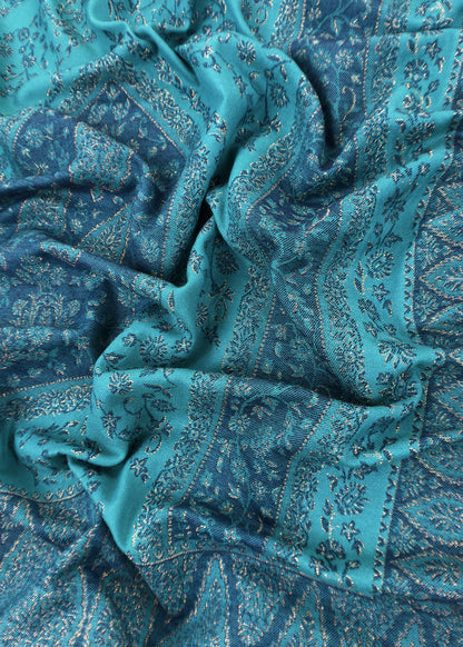 Blue Premium Pashmina Silk Suit With Dupatta