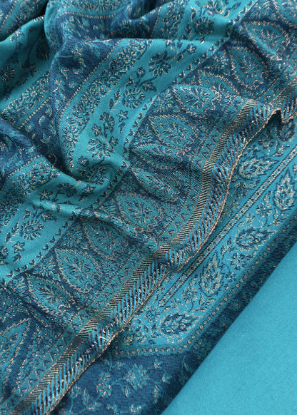 Blue Premium Pashmina Silk Suit With Dupatta