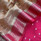 Pink And Medium Brown Banarasi Chanderi Suit With Contrast Dupatta