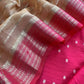 Pink And Medium Brown Banarasi Chanderi Suit With Contrast Dupatta