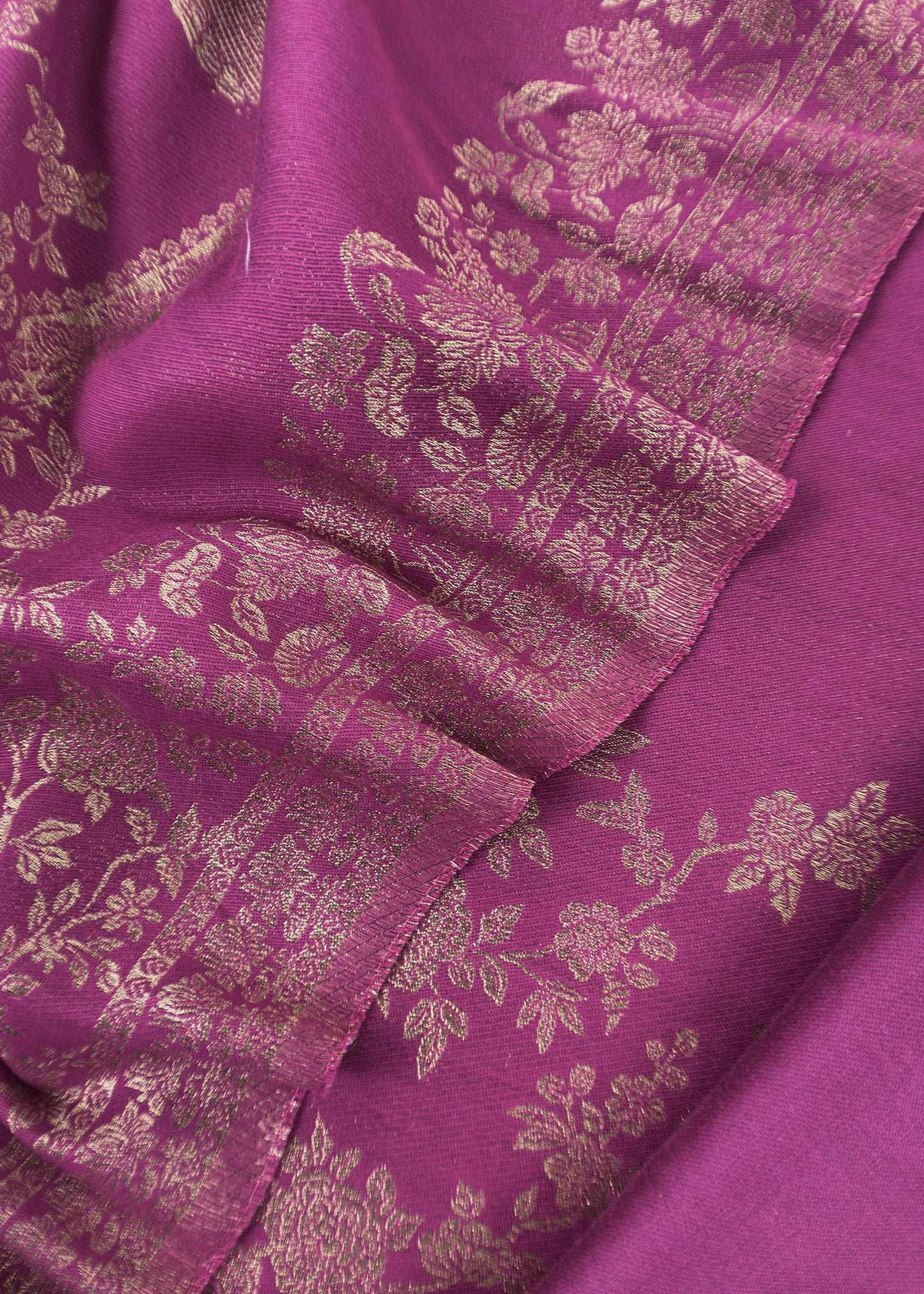 Purple Woolen Unstitched Suit With Kani Weaving