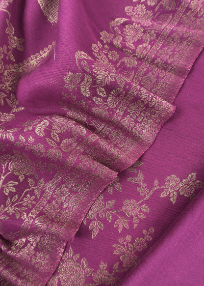 Purple Woolen Unstitched Suit With Kani Weaving