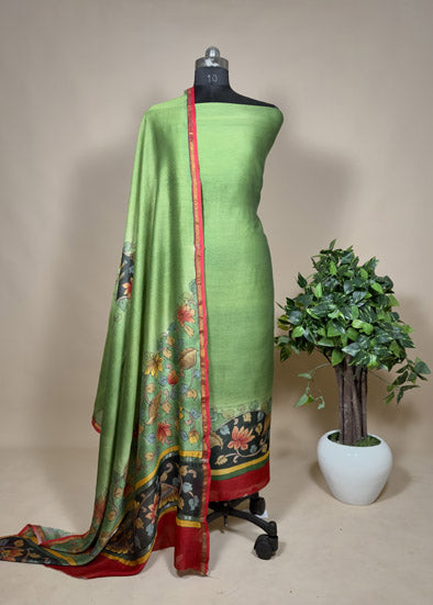 Green Hand-Painted Kalamkari Suit