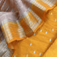 Yellow And Medium Brown Banarasi Chanderi Suit With Contrast Dupatta