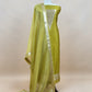 Pea Soup Green Designer Bright Handloom silk suit with Zari weaving