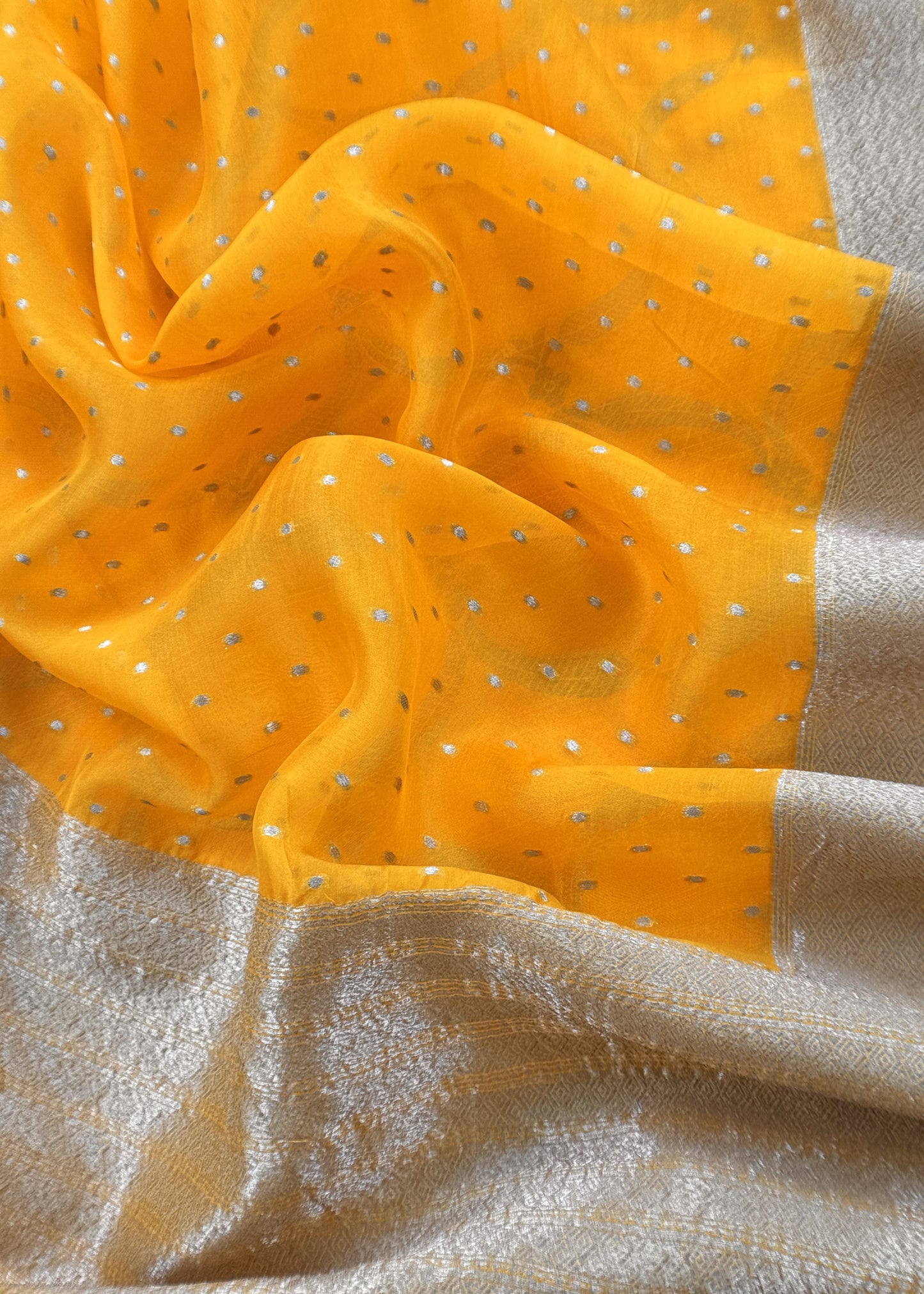 Yellow Pure Varanasi Silk Kurta And Kora Silk Dupatta With Cutwork Zari Weaving