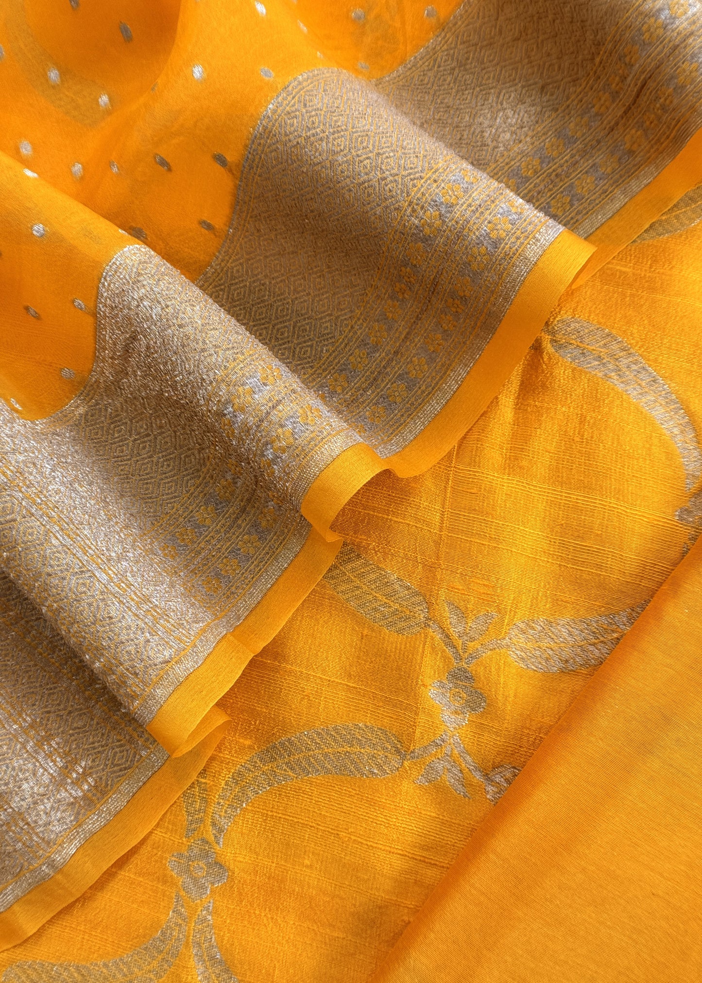 Yellow Pure Varanasi Silk Kurta And Kora Silk Dupatta With Cutwork Zari Weaving